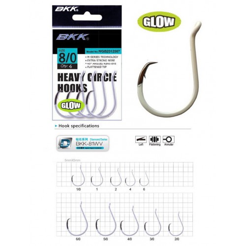 BKK HEAVY CIRCLE HOOKS GLOW WGB2012007