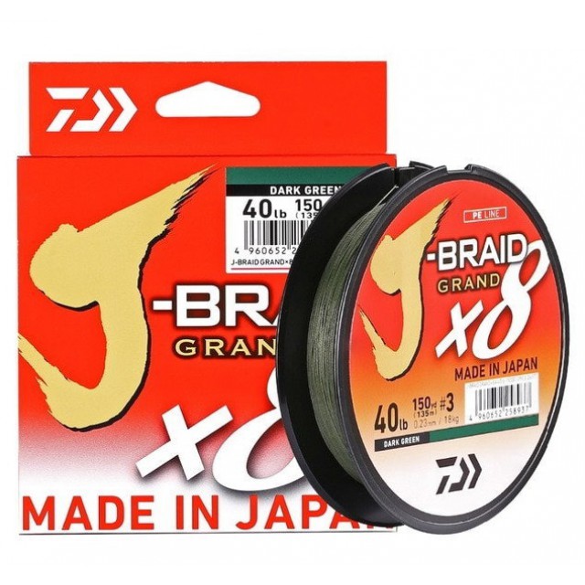 DAIWA J-BRAID GRAND X8 DARK GREEN 135M. 