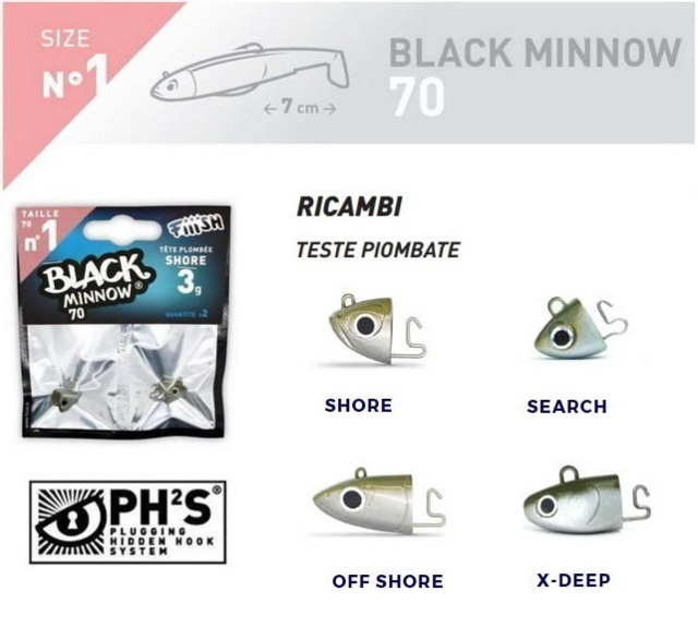 FIIISH BLACK MINNOW 70 JIG HEADS