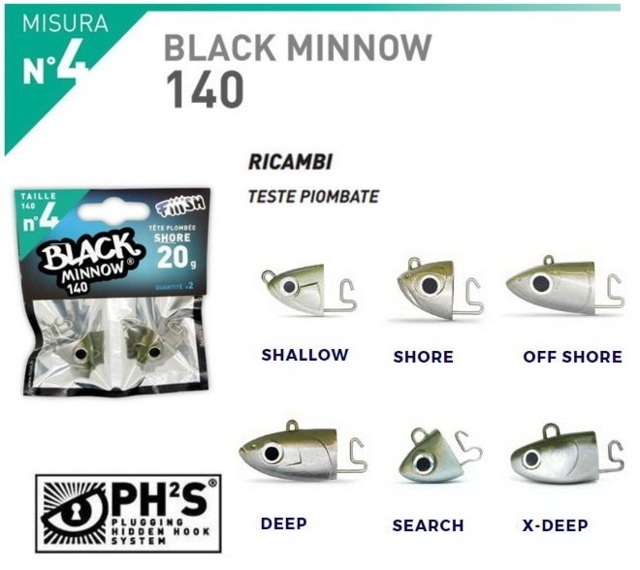 FIIISH BLACK MINNOW 140 JIG HEADS